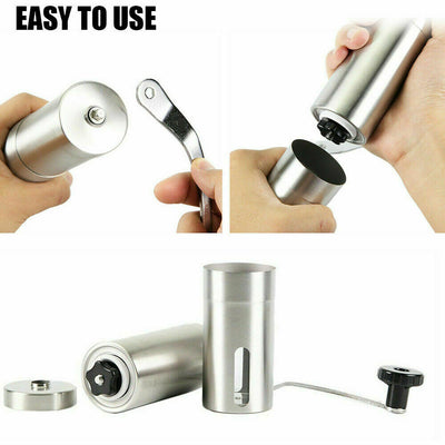 Home Portable Manual Coffee Grinder Stainless Steel with Ceramic Burr Bean Mill